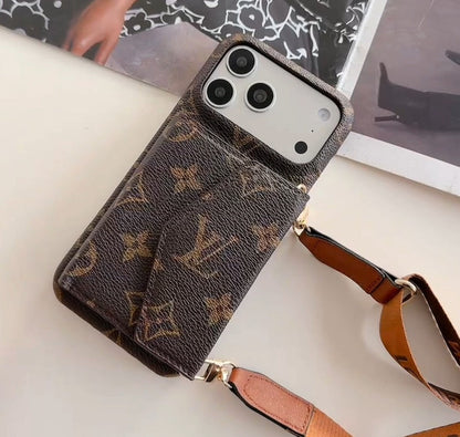 Luxury Monogram Crossbody iPhone Case | Detachable Strap · Multi-Card Wallet