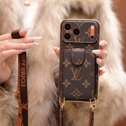 iPhone 17 Pro Max Luxury Card Holder Strap Case