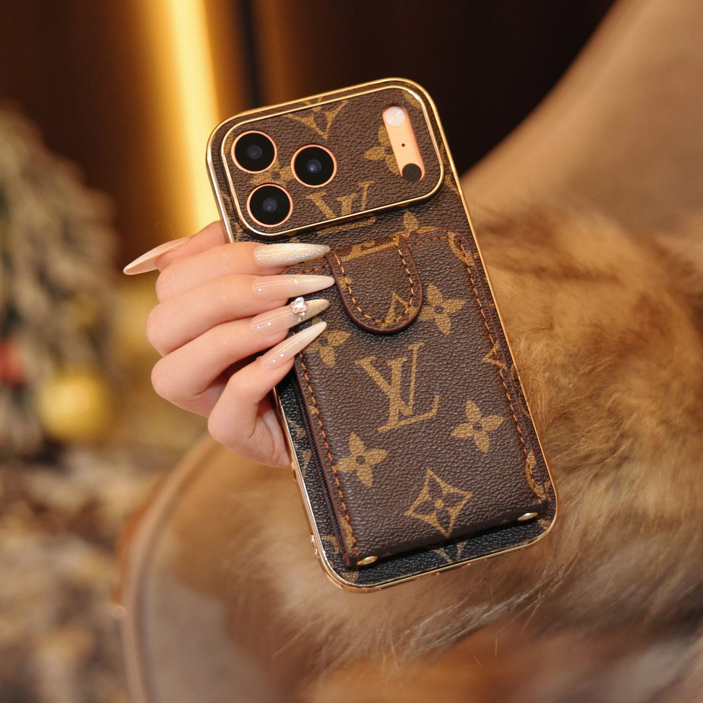 iPhone 17 Pro Max Luxury Card Holder Strap Case