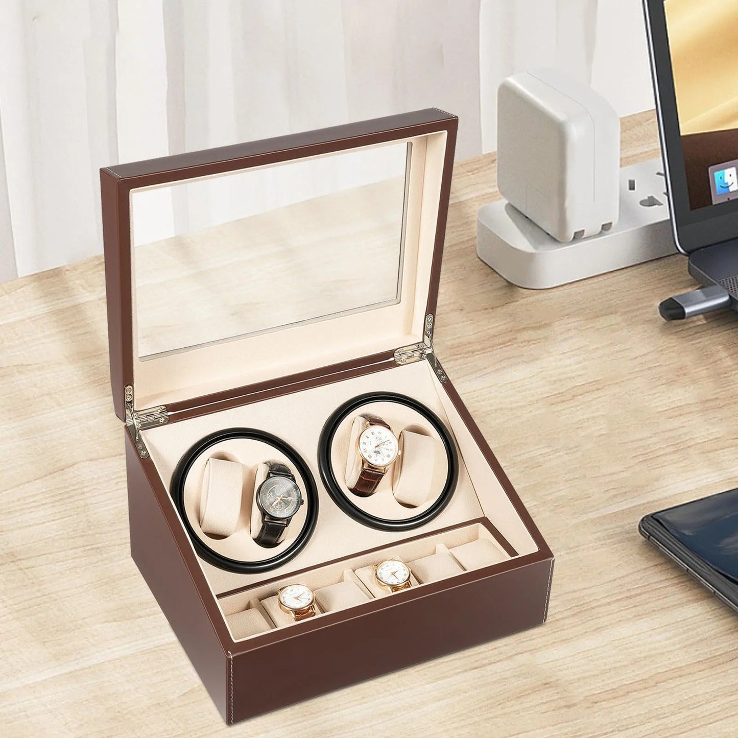 AurumDock™ 4+6 Automatic Watch Winder & Collector Display Case