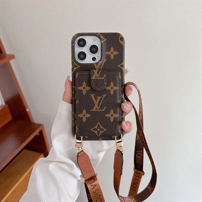 iPhone 17 Pro Max Luxury Card Holder Strap Case