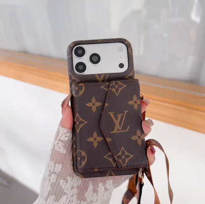 Luxury Monogram Crossbody iPhone Case | Detachable Strap · Multi-Card Wallet