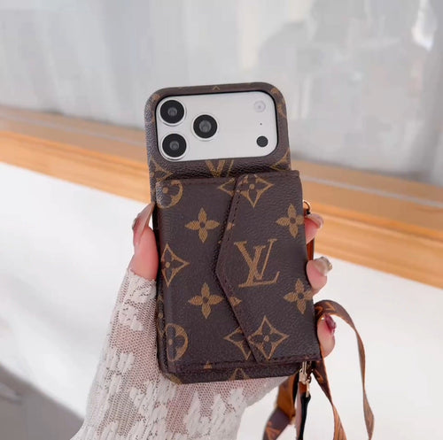 Luxury Monogram Crossbody iPhone Case | Detachable Strap · Multi-Card Wallet