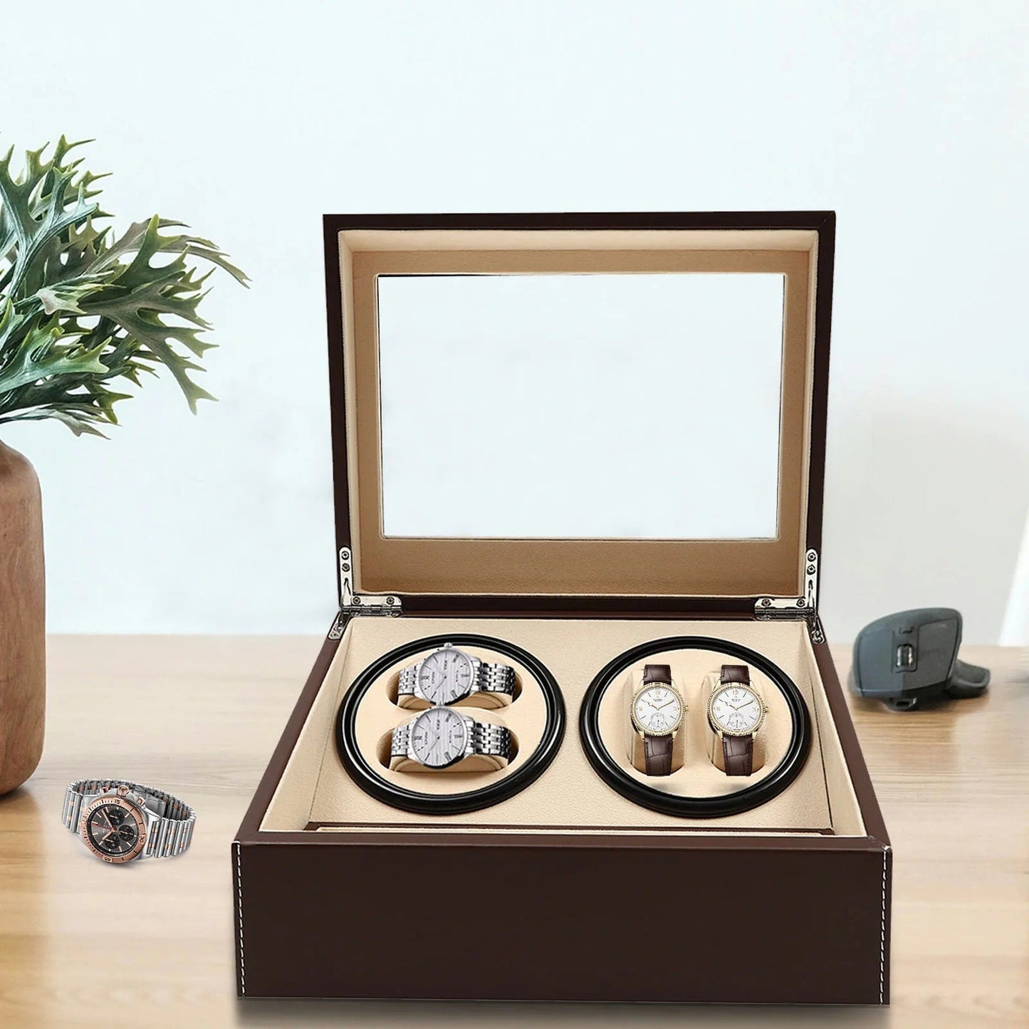 AurumDock™ 4+6 Automatic Watch Winder & Collector Display Case