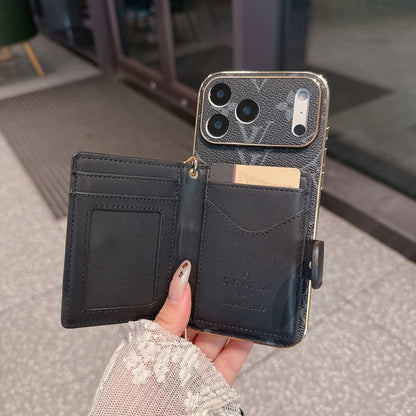 Noir Crossbody Case with Card Wallet & Adjustable Strap