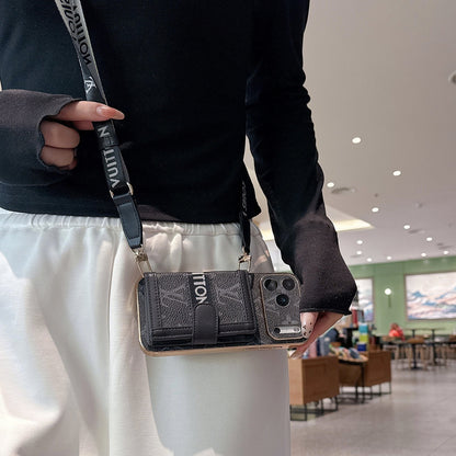 Noir Crossbody Case with Card Wallet & Adjustable Strap