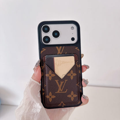 Brown Leather 2-in-1 Monogram iPhone Wallet Case