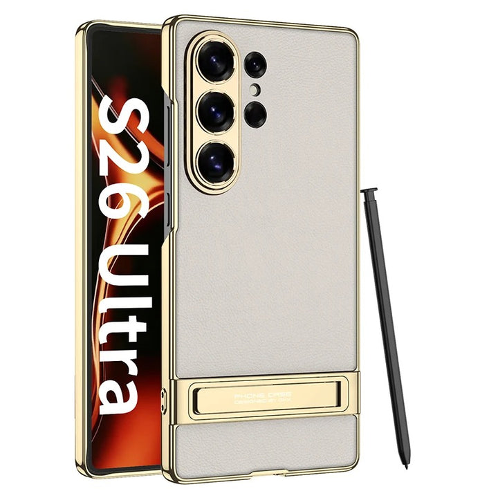 Galaxy S26 Ultra Leather Kickstand Case