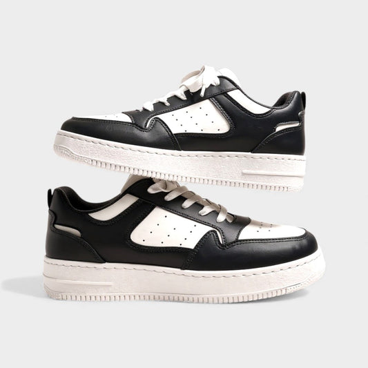 StreetAce™ Black & White Retro Court Sneakers – Lightweight Casual Campus Shoes