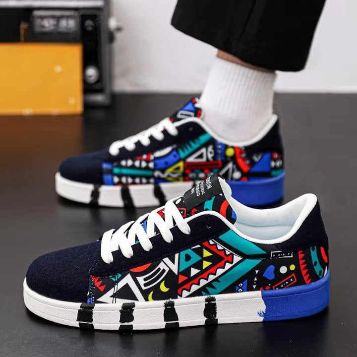 GeoVibe™ Canvas Graffiti Skate Sneaker – Retro Street Art Edition