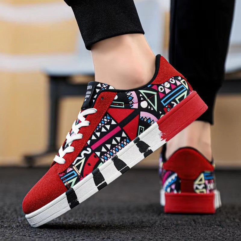 GeoVibe™ Canvas Graffiti Skate Sneaker – Retro Street Art Edition