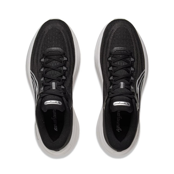 AeroStride™ Tempo Bounce Cushion Running Shoes – All-Black Reflective Performance Sneakers
