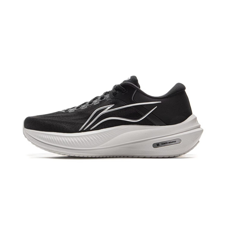AeroStride™ Tempo Bounce Cushion Running Shoes – All-Black Reflective Performance Sneakers