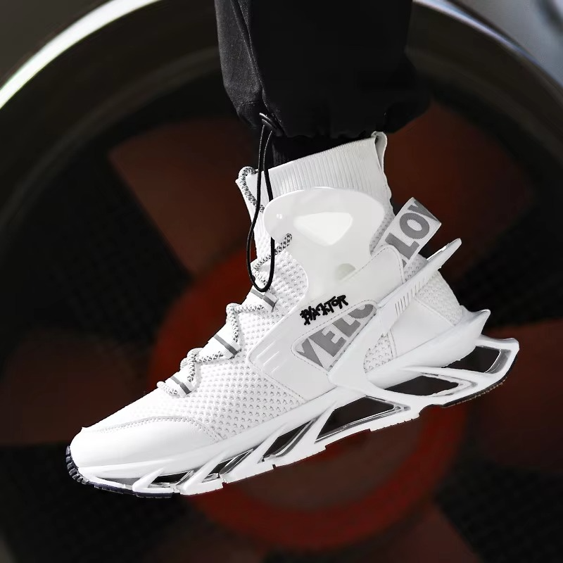 Voltech™ HyperFrame High-Cut Tech Sneakers – Futuristic Cushion Running Shoes for Men