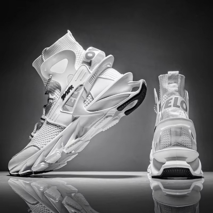 Voltech™ HyperFrame High-Cut Tech Sneakers – Futuristic Cushion Running Shoes for Men
