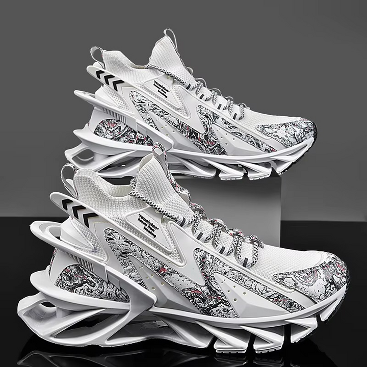 Voltech™ HyperFrame High-Cut Tech Sneakers – Futuristic Cushion Running Shoes for Men