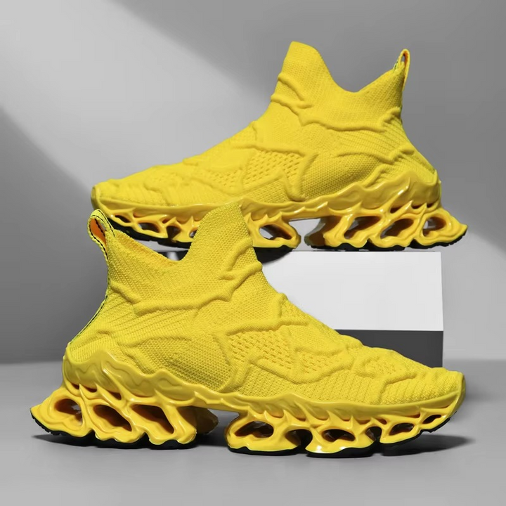 Voltech™ HyperFrame High-Cut Tech Sneakers – Futuristic Cushion Running Shoes for Men