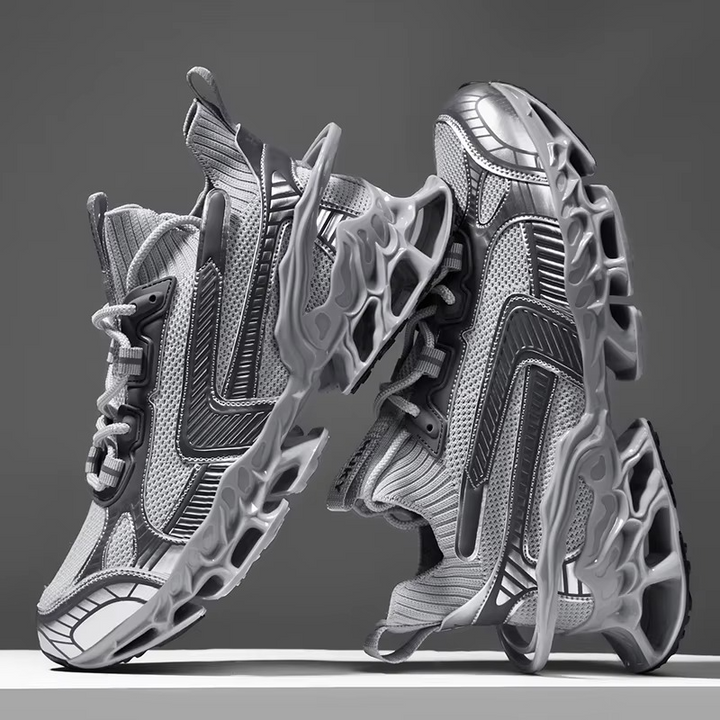 Voltech™ HyperFrame High-Cut Tech Sneakers – Futuristic Cushion Running Shoes for Men