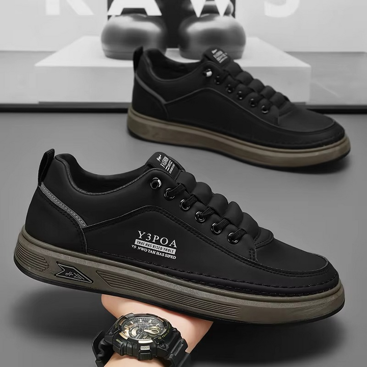 UrbanFlex™ White & Black Leather Platform Sneakers – Casual Comfort Street Style