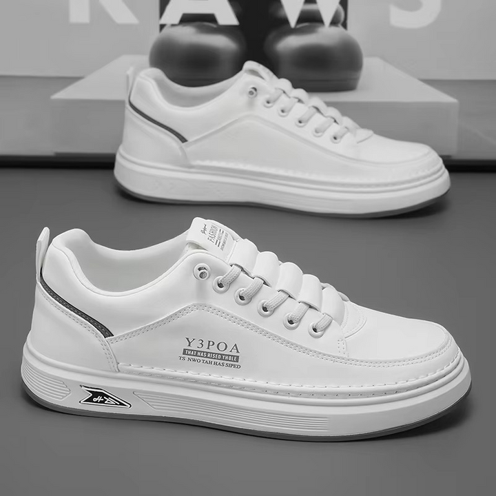 UrbanFlex™ White & Black Leather Platform Sneakers – Casual Comfort Street Style
