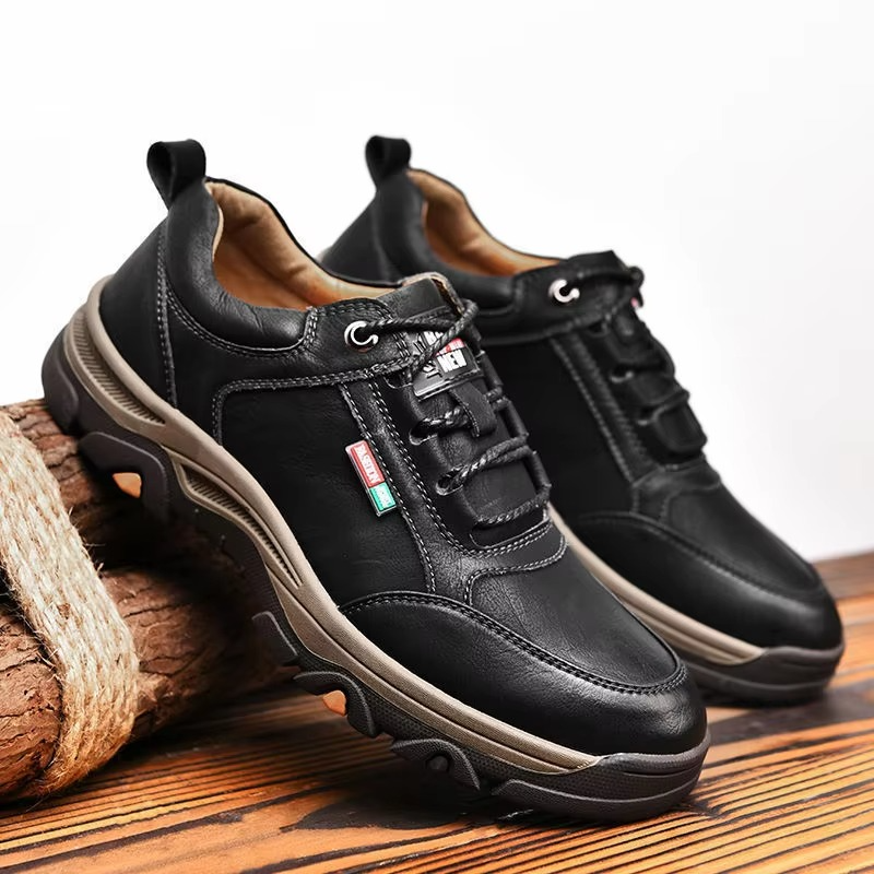 TrailCraft™ Leather Outdoor Walking Sneakers – Durable Grip Comfort Shoes