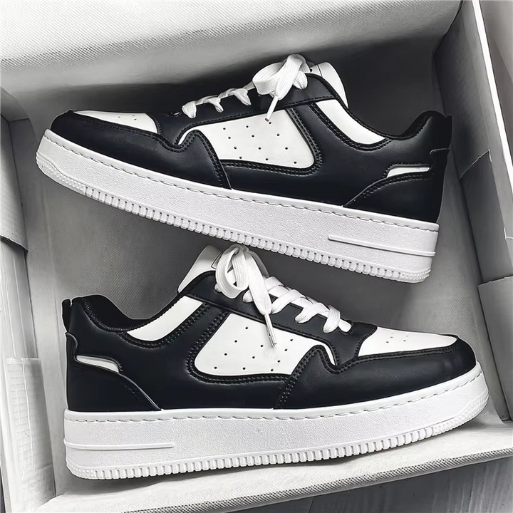 StreetAce™ Black & White Retro Court Sneakers – Lightweight Casual Campus Shoes