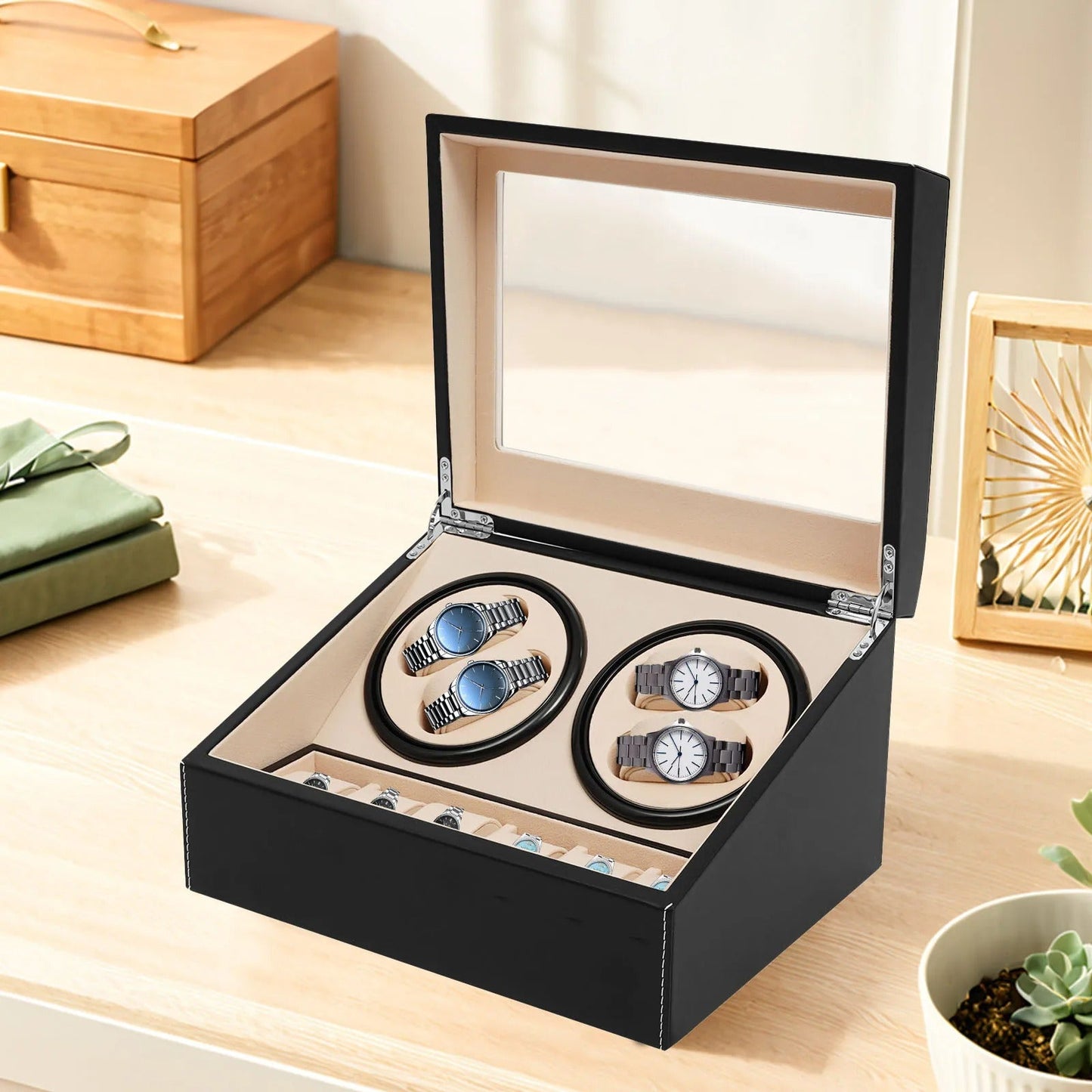 AurumDock™ 4+6 Automatic Watch Winder & Collector Display Case