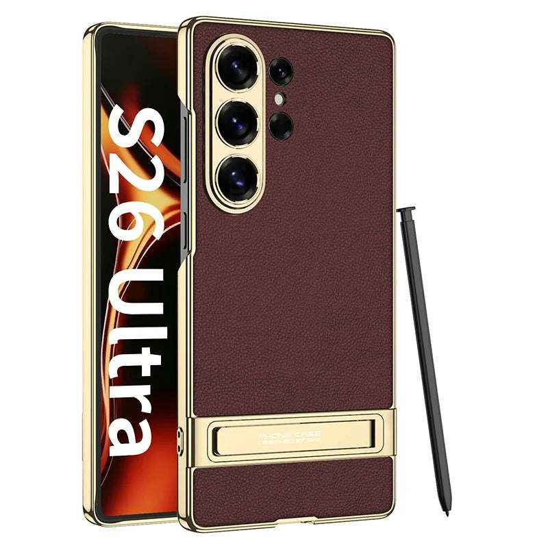 Galaxy S26 Ultra Leather Kickstand Case