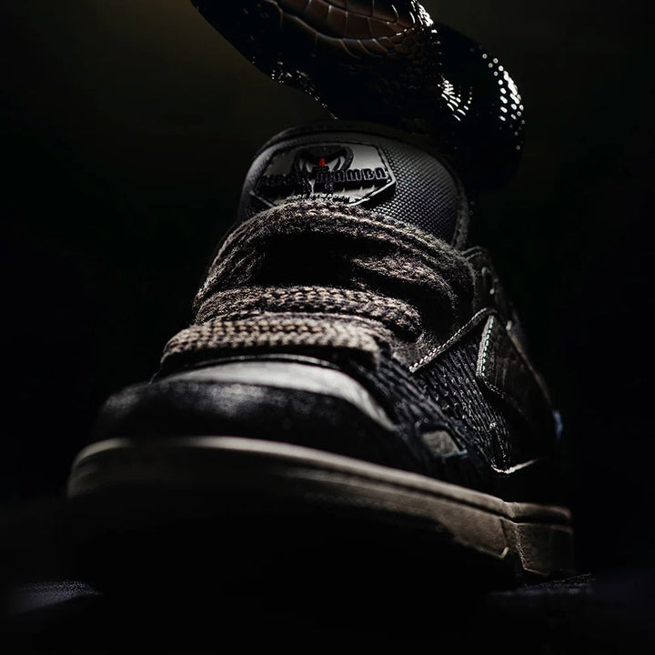 VIRIDIAN SNEAKER CO. – “Black Mamba” Textured Low-Top Retro Trainer