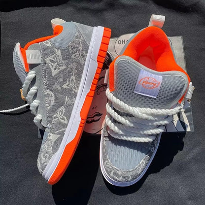 NEONWAVE™ Rope-Lace Mid – Textured Jacquard Skate Platform Sneakers