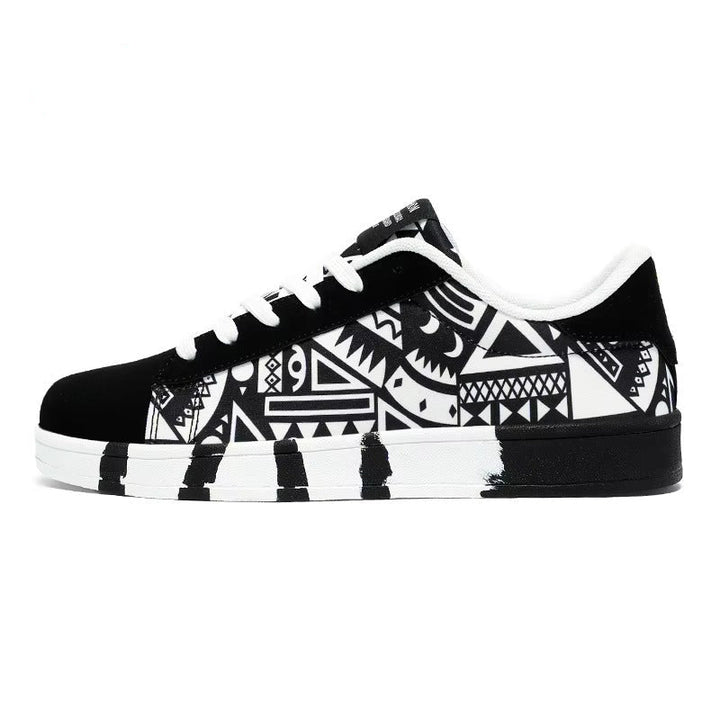 VYRO™ GeoCanvas Retro Art Skate Sneakers | Colorful Geometric Canvas Shoes