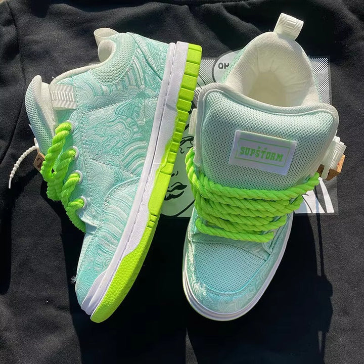 NEONWAVE™ Rope-Lace Mid – Textured Jacquard Skate Platform Sneakers