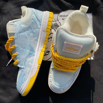 NEONWAVE™ Rope-Lace Mid – Textured Jacquard Skate Platform Sneakers