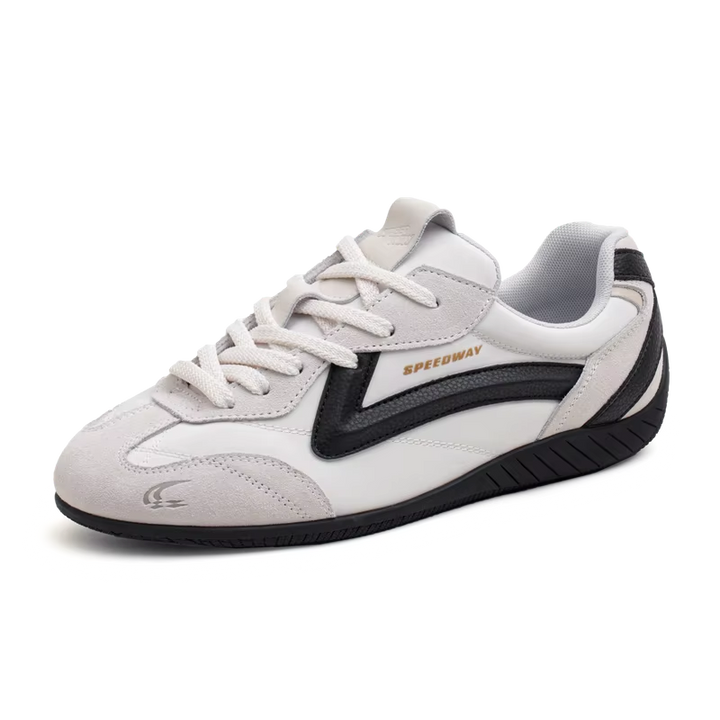 VELORUN™ Retro Racing Trainer – Vintage Patchwork Thin-Sole Sneaker