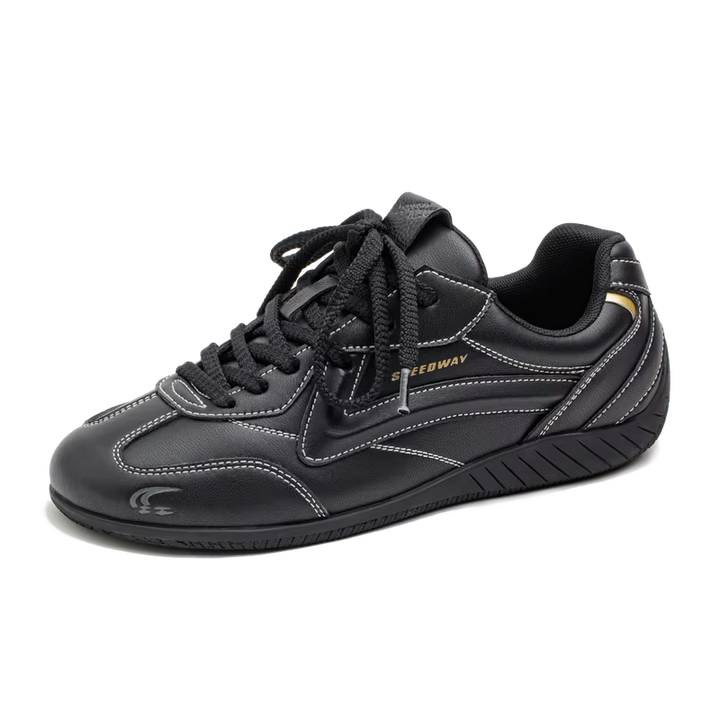 VELORUN™ Retro Racing Trainer – Vintage Patchwork Thin-Sole Sneaker