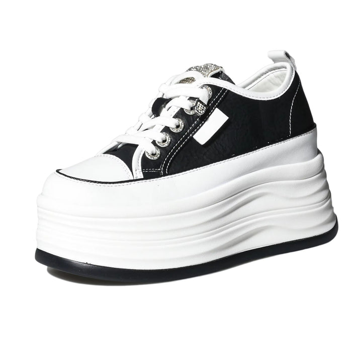 Women’s 9cm Platform Leather Sneakers | Chunky Height-Boost Casual Shoes